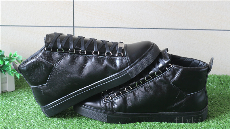 Super Perfect Balenciaga Arena Leather Black High Sneakers